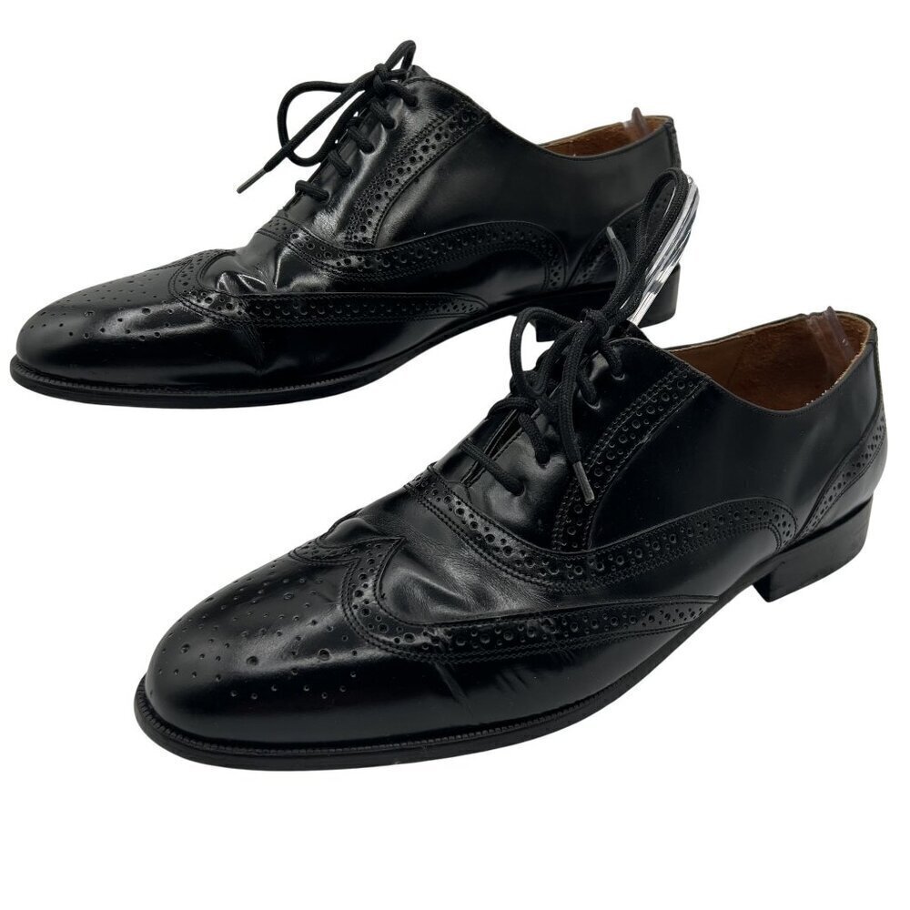 Giorgio Brutini 10.5D Black Wingtip Oxford Shoes Leather Made In Brazil Timeless